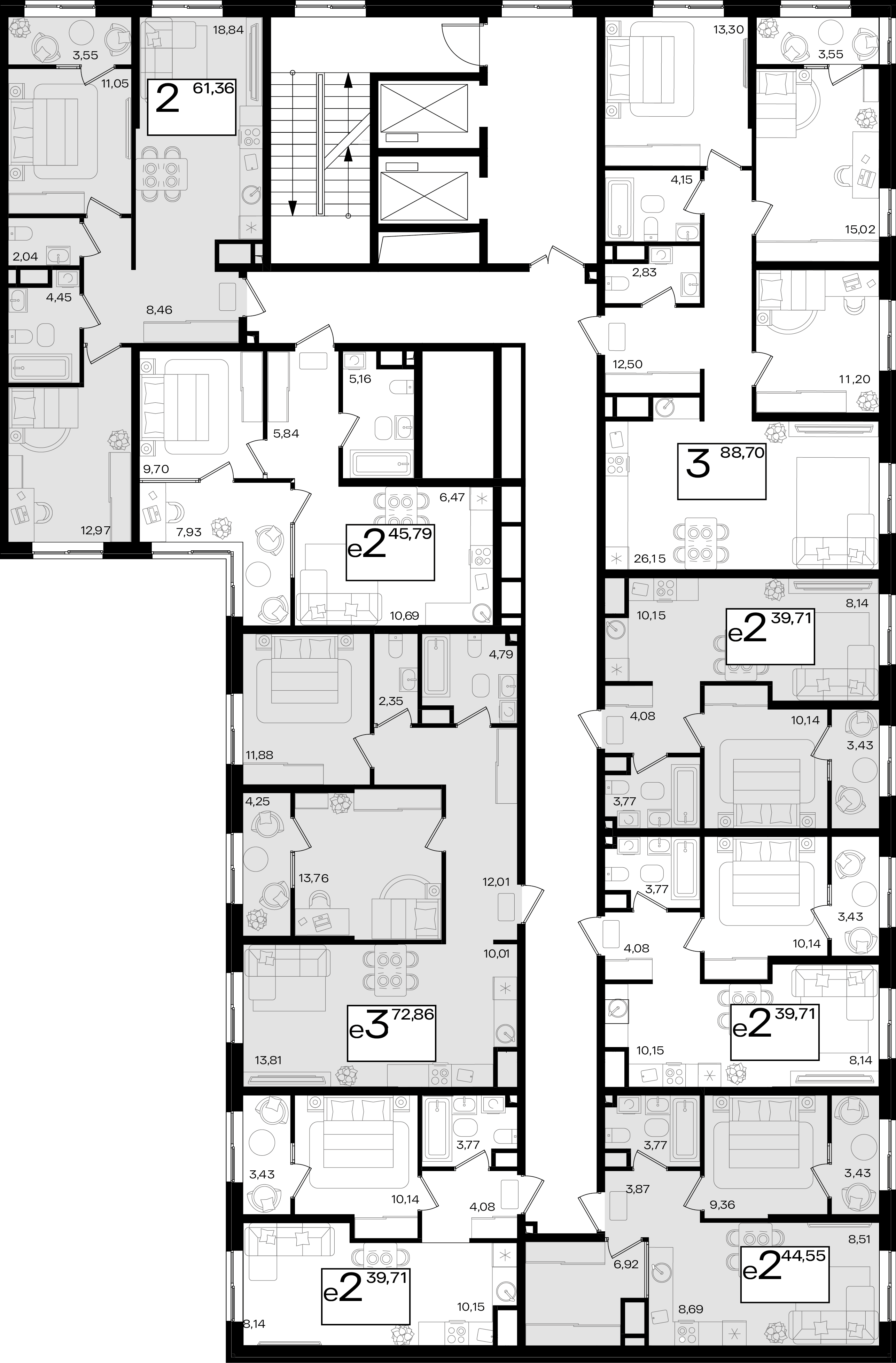 евро 2 к.кв. №34 39,71 м2 от застройщика ГК ТОЧНО фото 3