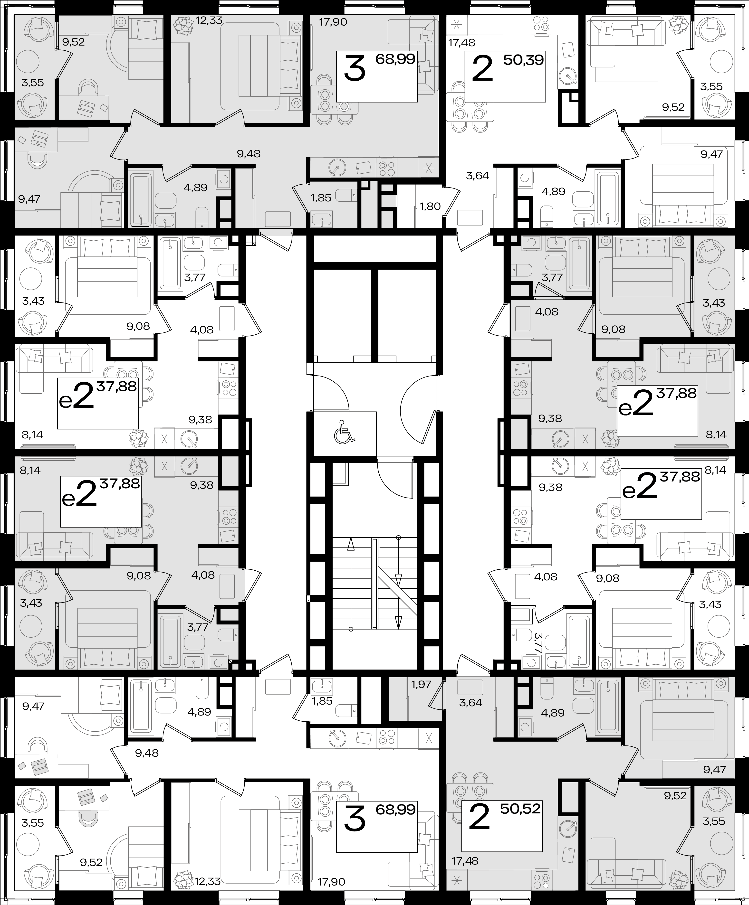 3-комнатная квартира №112 68,99 м2 от застройщика ГК ТОЧНО фото 3