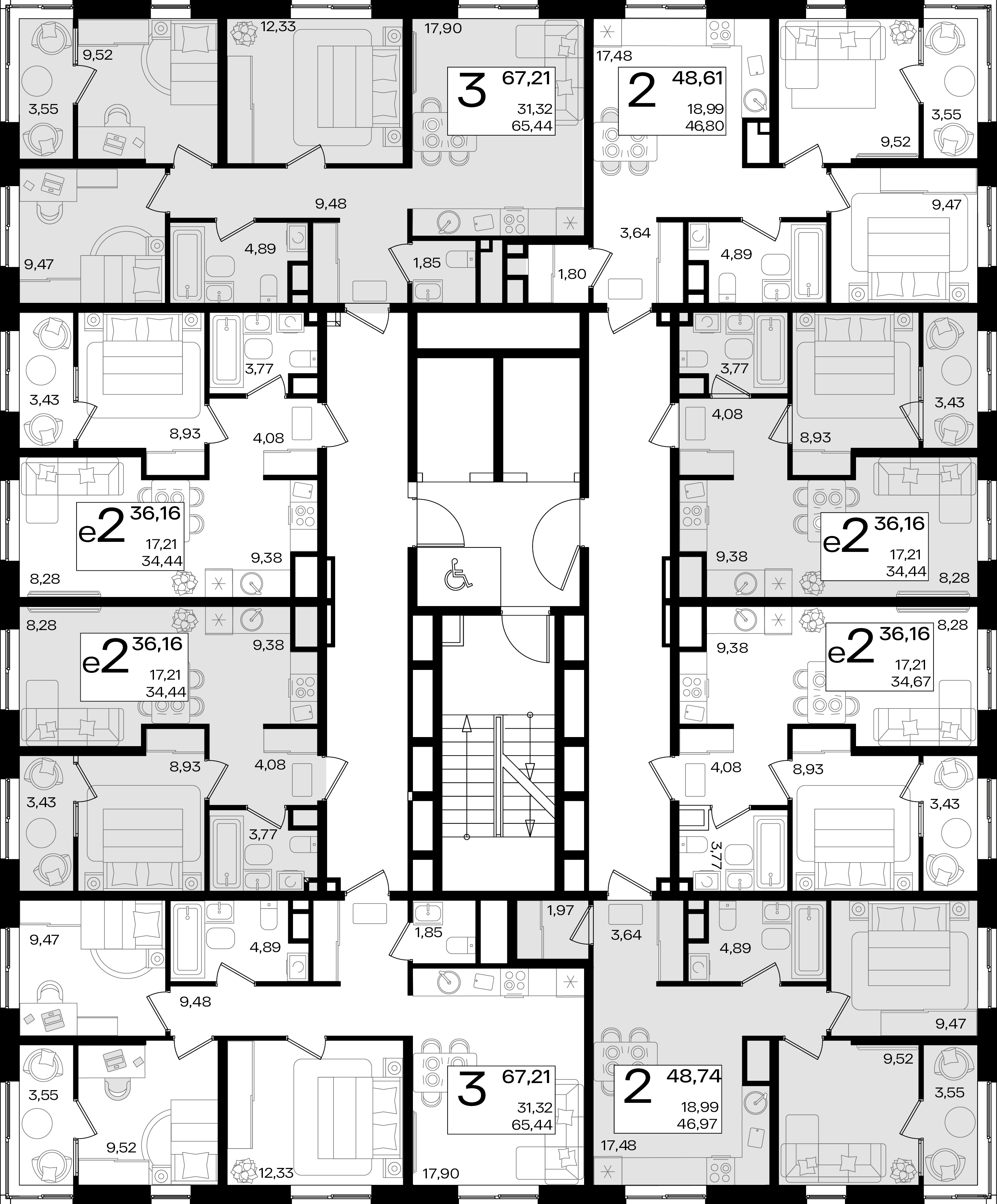 евро 2 к.кв. №186 36,16 м2 от застройщика ГК ТОЧНО фото 3