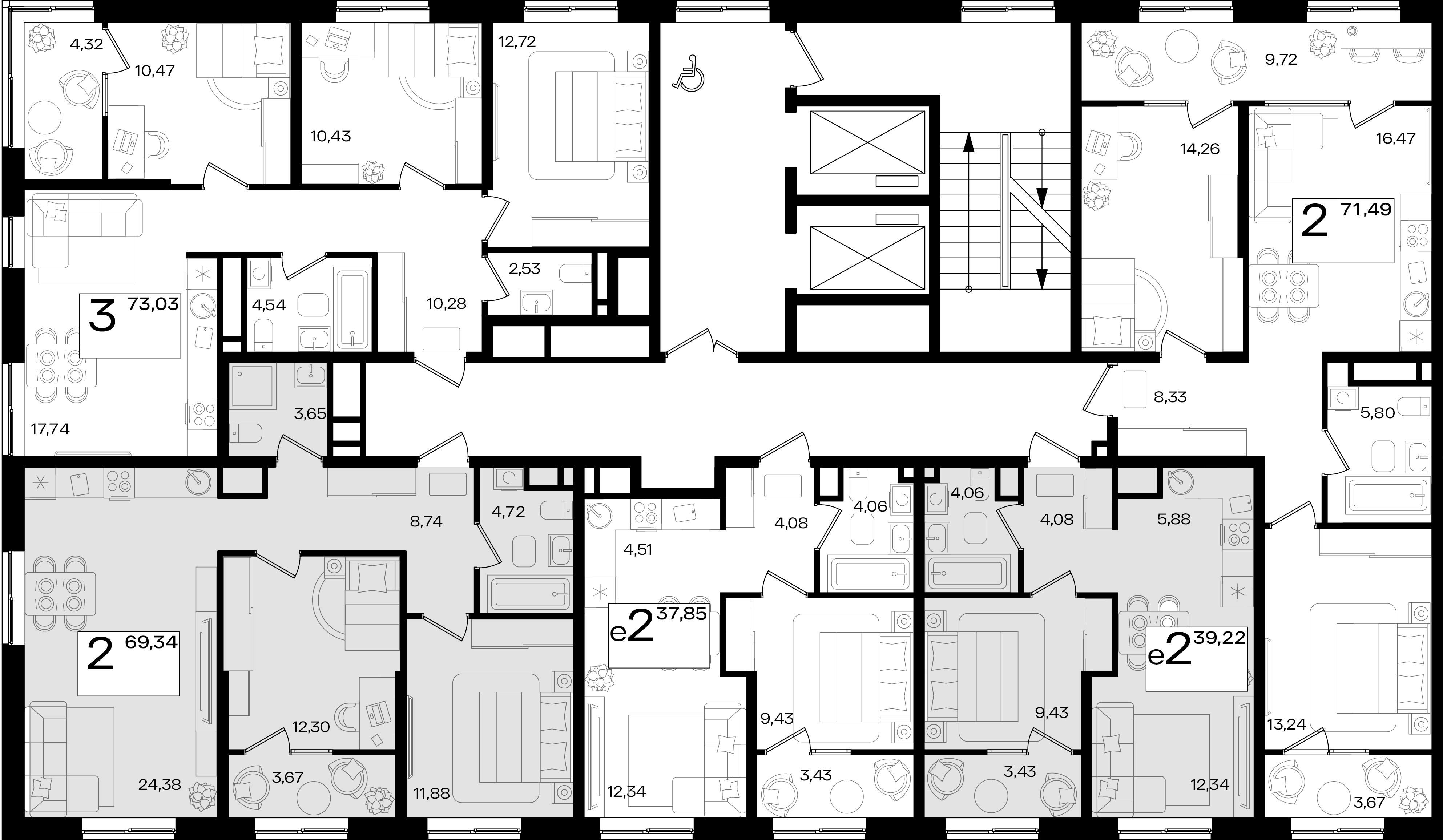 евро 2 к.кв. №47 39,22 м2 от застройщика ГК ТОЧНО фото 3