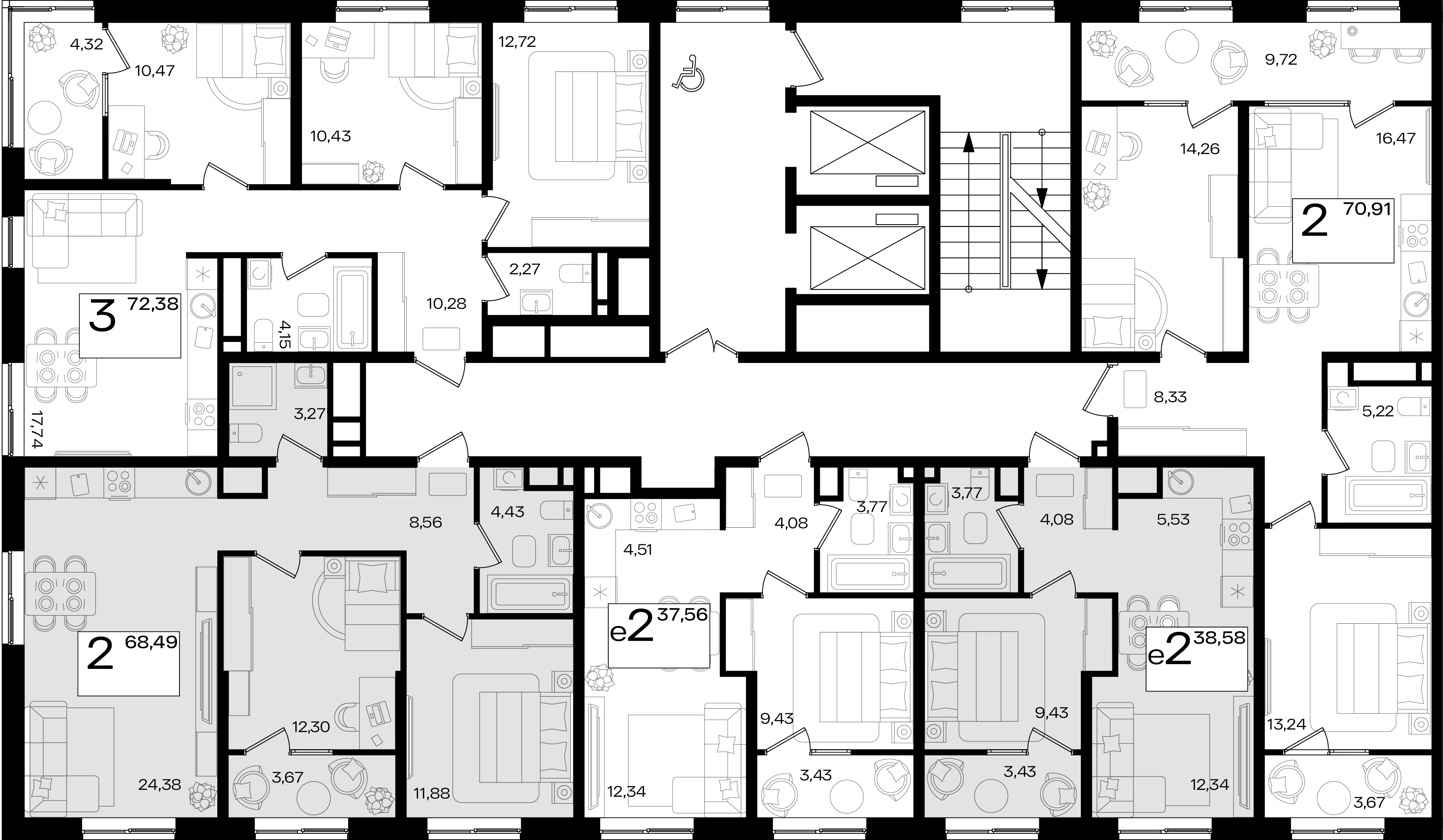 2-комнатная квартира №54 68,49 м2 от застройщика ГК ТОЧНО фото 3