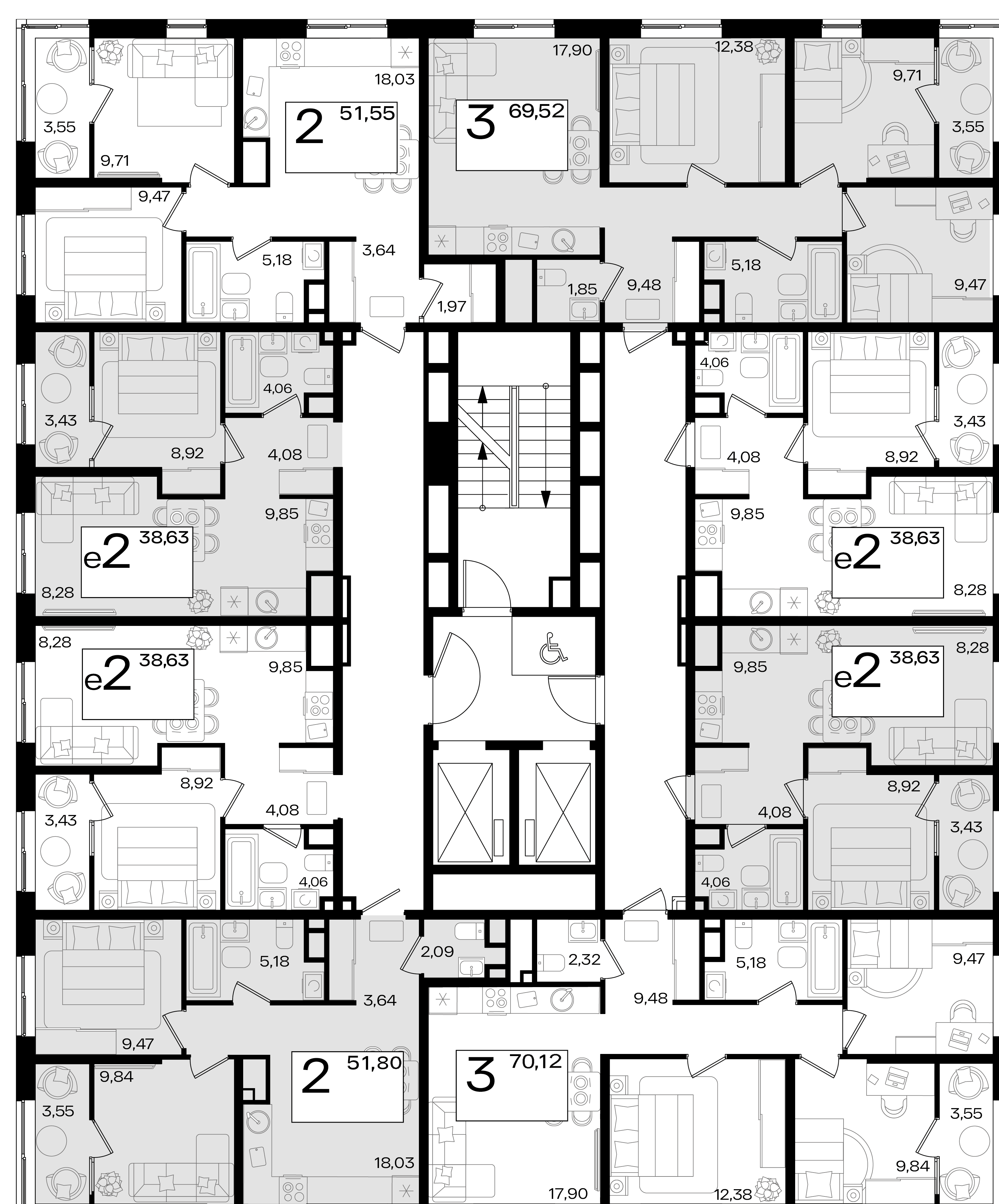 2-комнатная квартира №98 51,55 м2 от застройщика ГК ТОЧНО фото 3