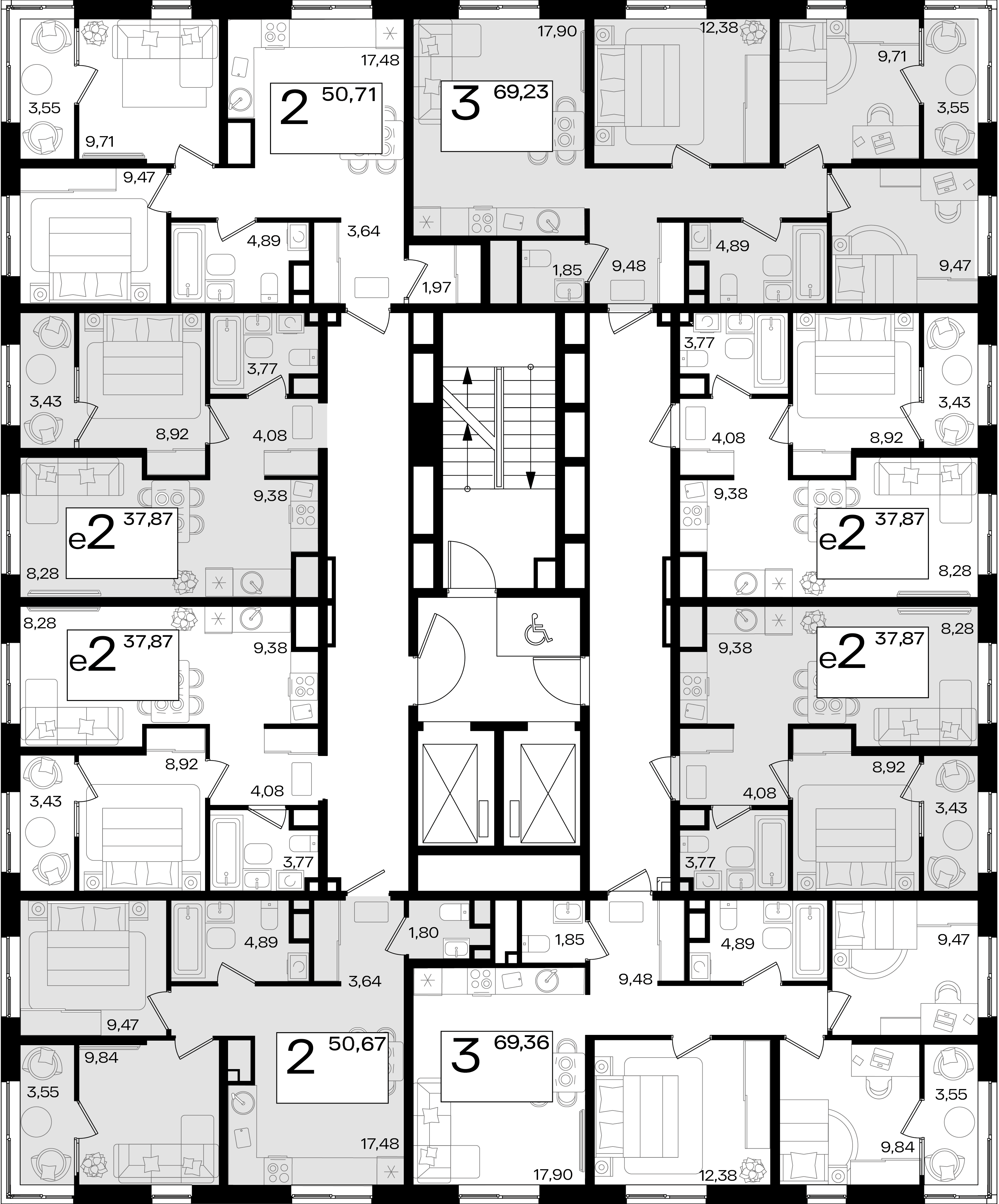 евро 2 к.кв. №152 37,87 м2 от застройщика ГК ТОЧНО фото 3