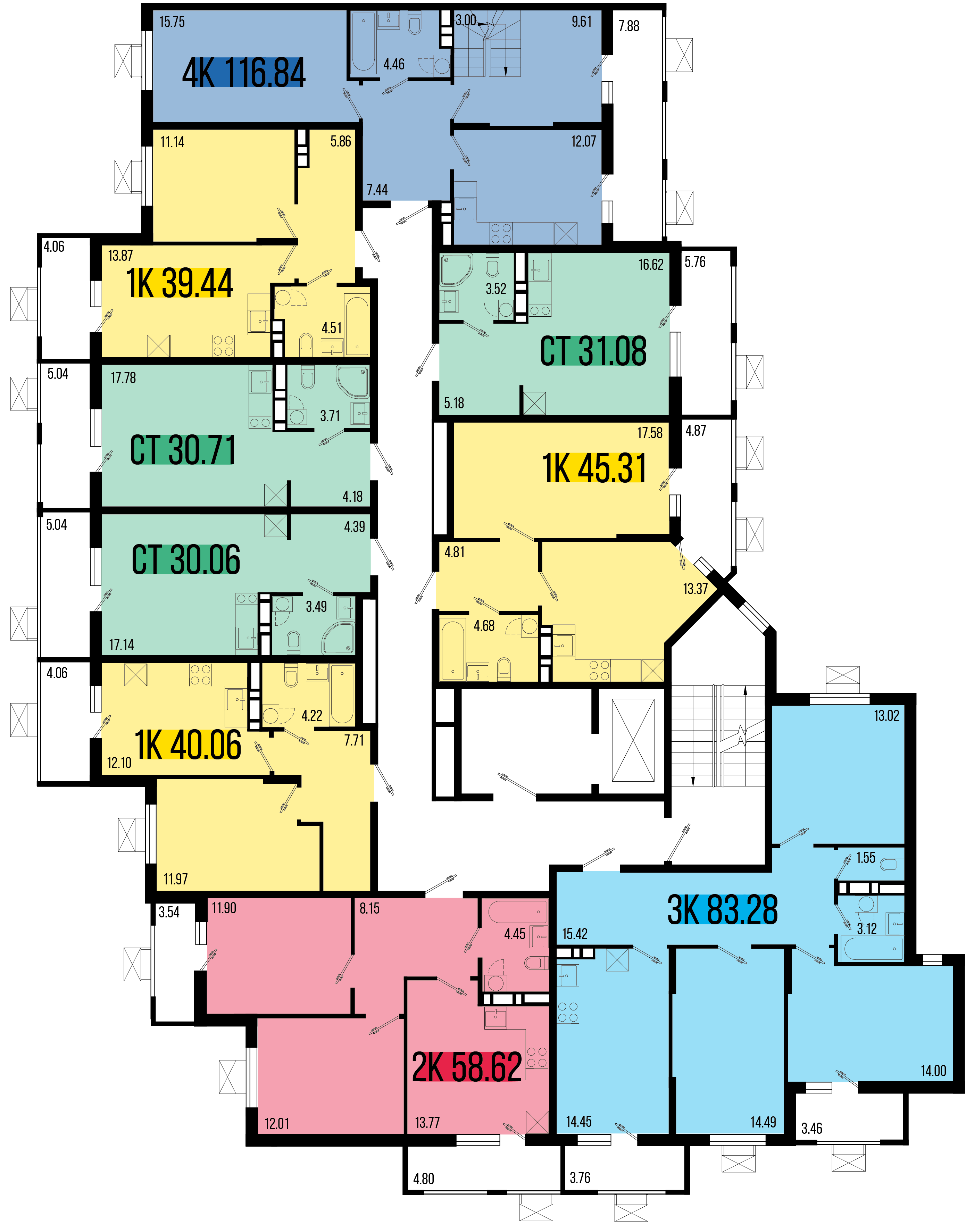 1-комнатная квартира №53 45,31 м2 от застройщика ГК ТОЧНО фото 5