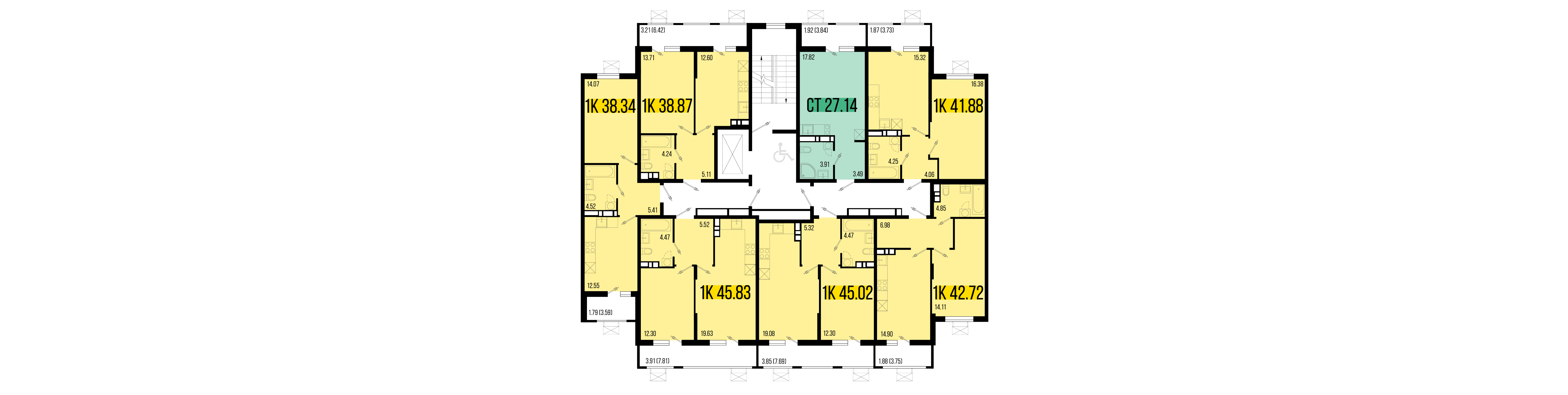 1-комнатная квартира №84 45,02 м2 от застройщика ГК ТОЧНО фото 5