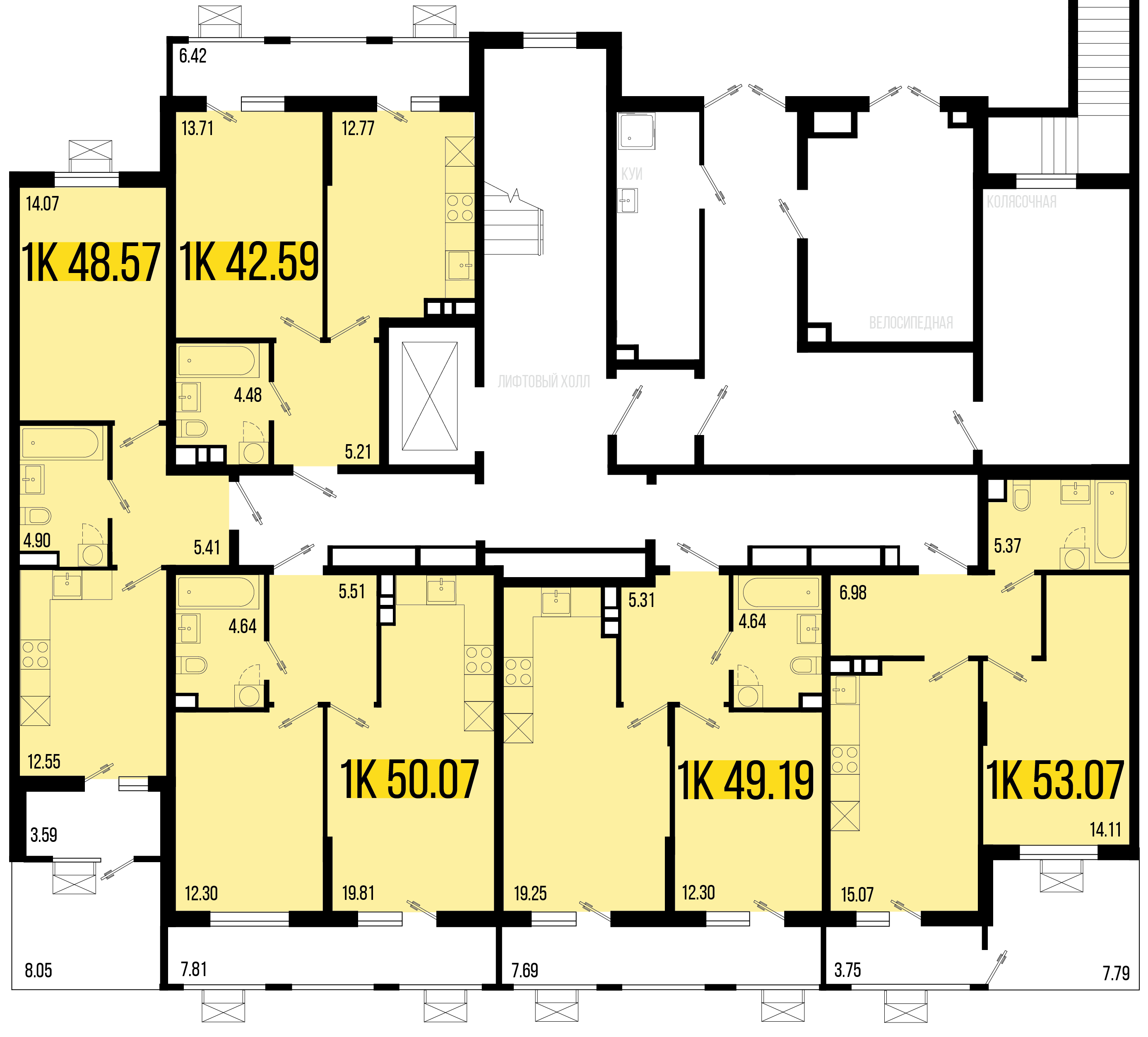 1-комнатная квартира №66 42,59 м2 от застройщика ГК ТОЧНО фото 5