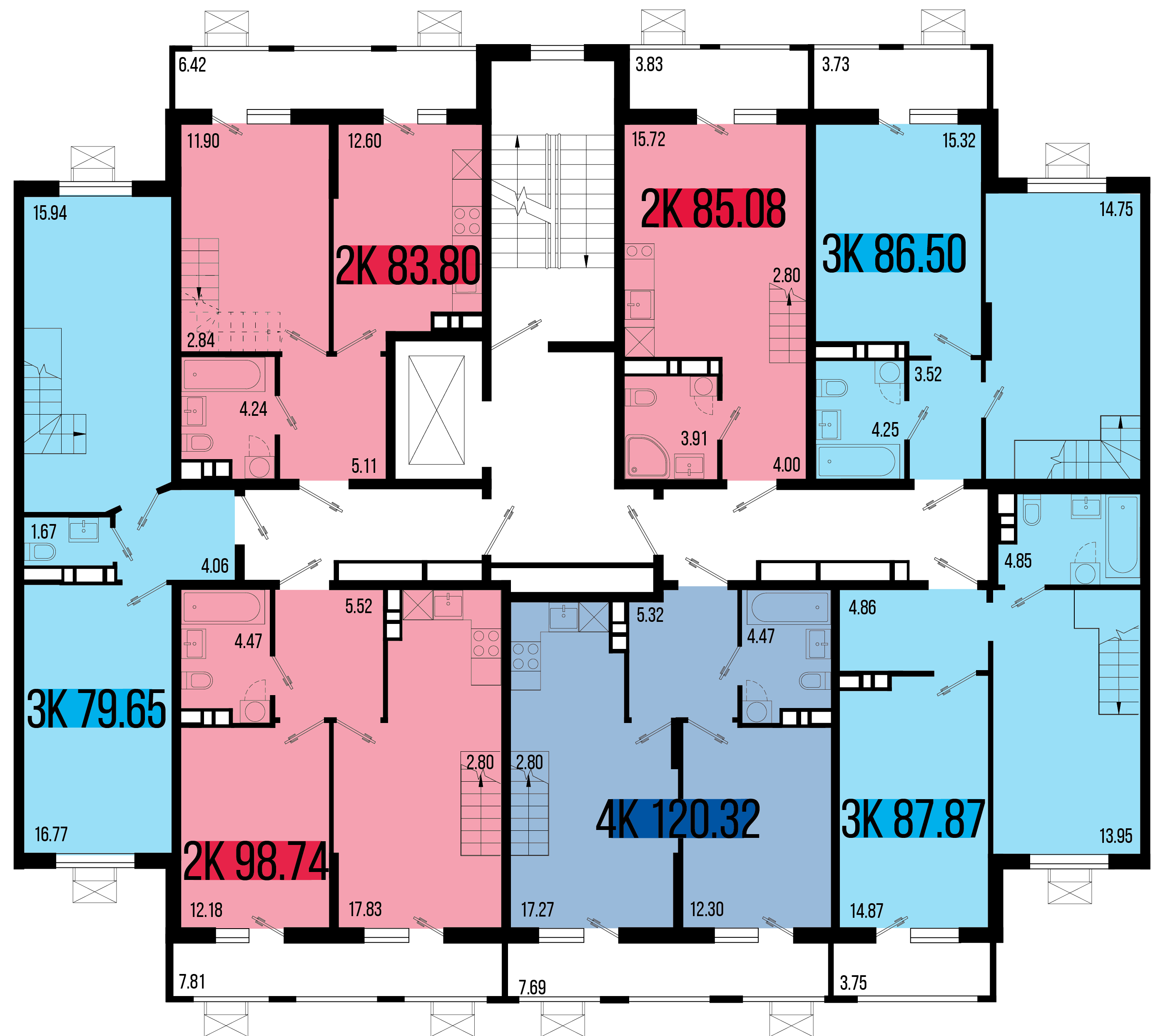 2-комнатная квартира №104 98,74 м2 от застройщика ГК ТОЧНО фото 5