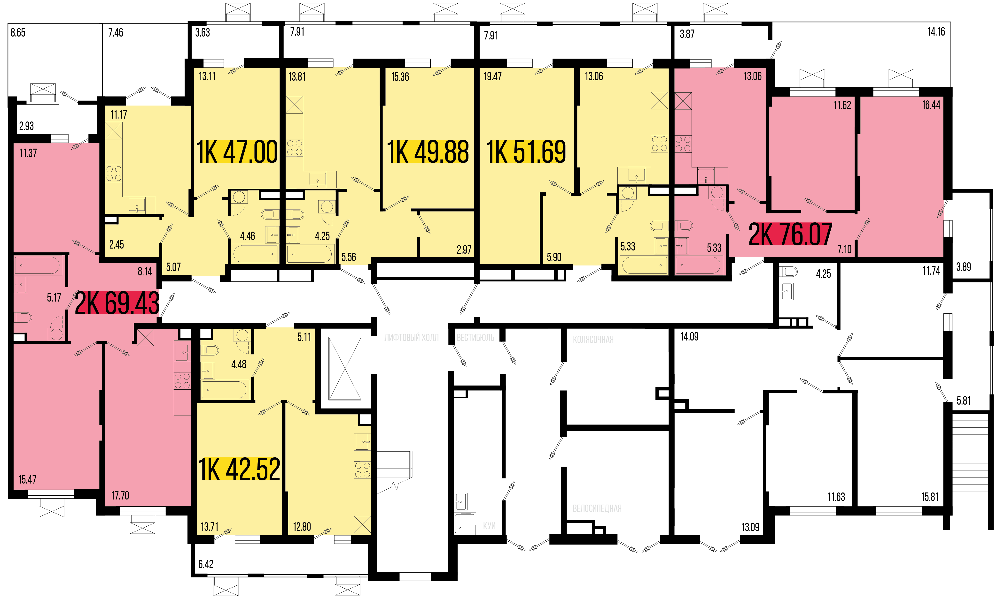 2-комнатная квартира №107 69,43 м2 от застройщика ГК ТОЧНО фото 5