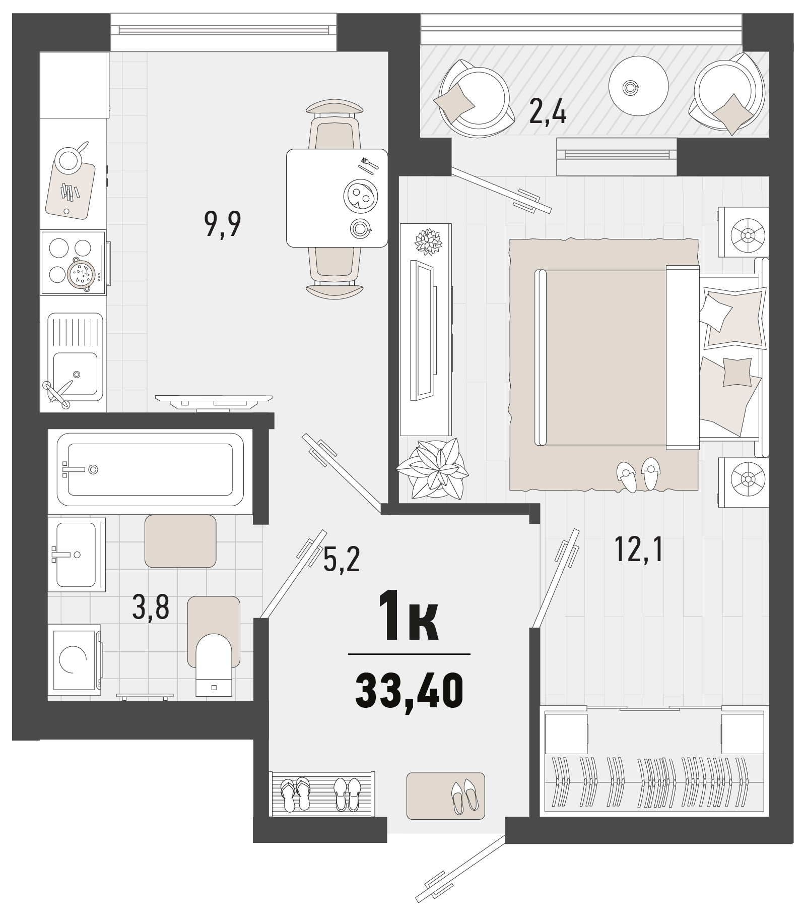 2-комнатная квартира №439 41,58 м2 от застройщика ГК ТОЧНО фото 3