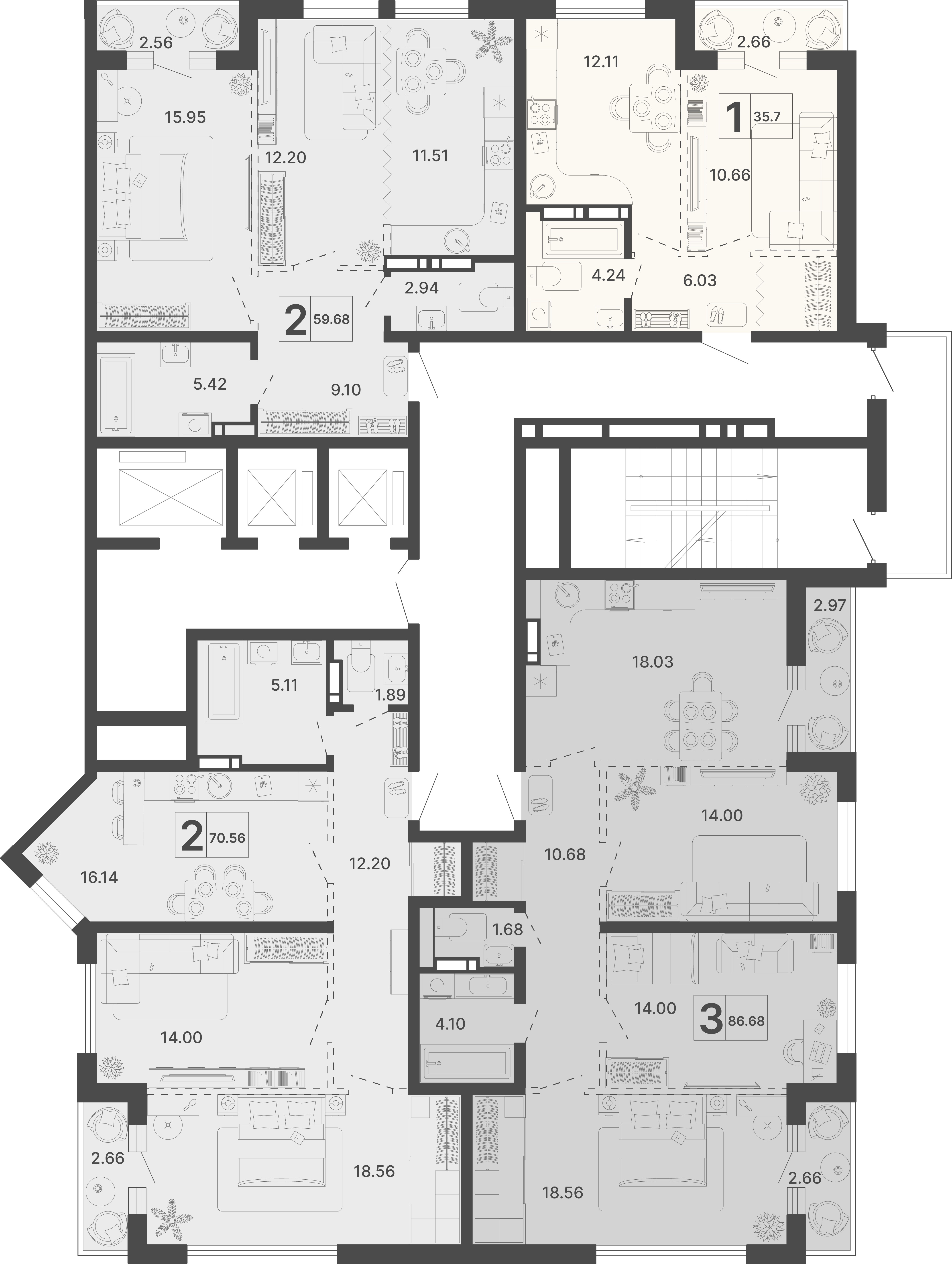 3-комнатная квартира №562 82,42 м2 от застройщика ГК ТОЧНО фото 3