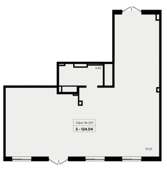 Офисное помещение 3  124,04 м2 от застройщика ГК ТОЧНО