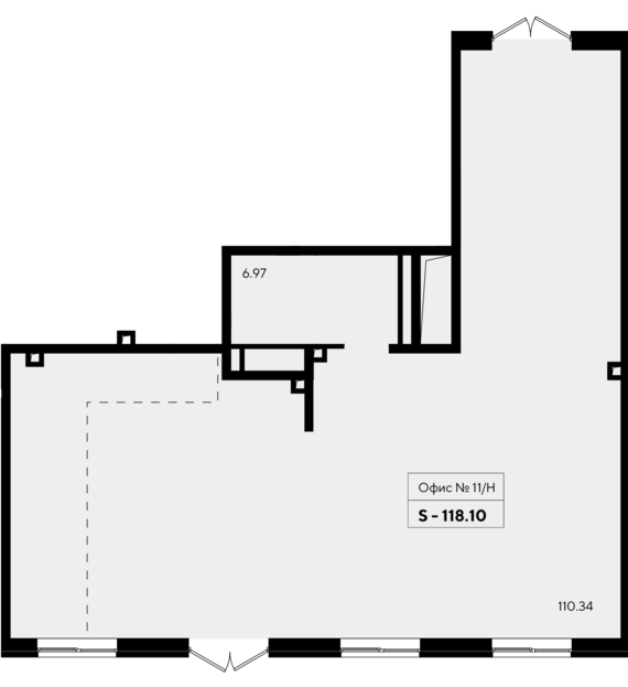 Офисное помещение 11/Н  118,1 м2 от застройщика ГК ТОЧНО