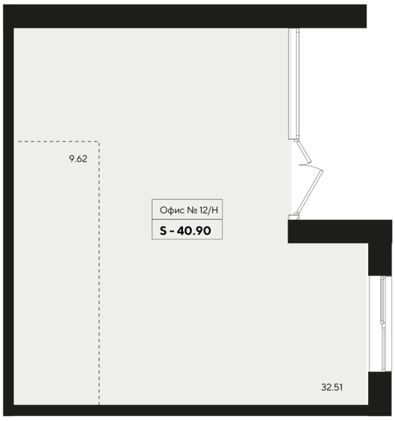 Офисное помещение 12/Н  40,9 м2 от застройщика ГК ТОЧНО