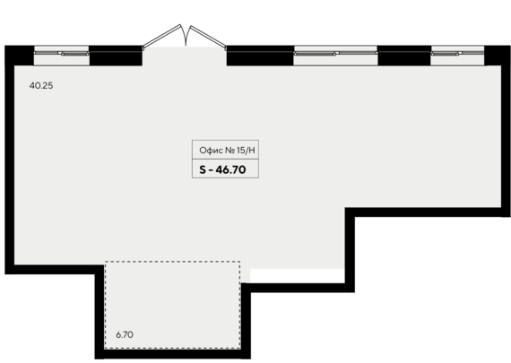 Офисное помещение 15/Н  46,7 м2 от застройщика ГК ТОЧНО