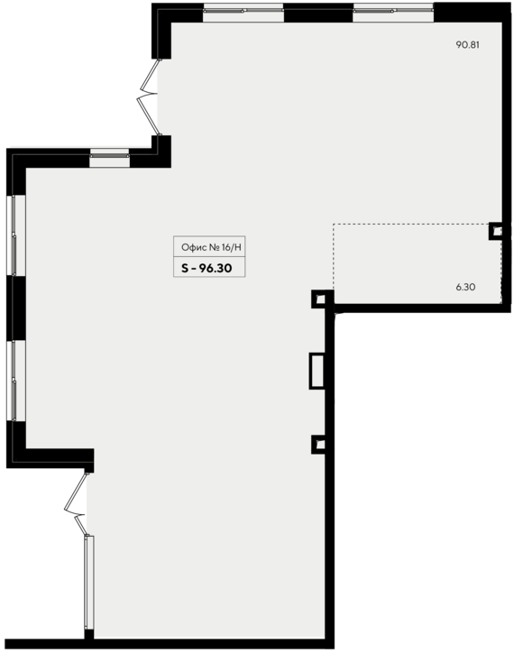 Офисное помещение 16/Н  96,3 м2 от застройщика ГК ТОЧНО