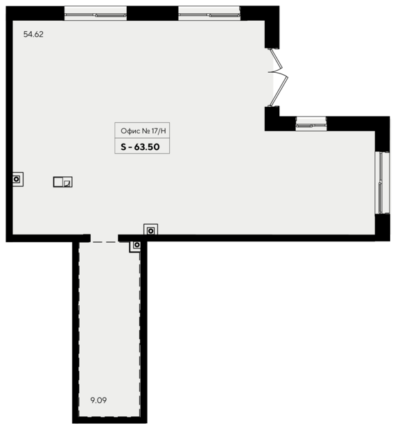Офисное помещение 17/Н  63,5 м2 от застройщика ГК ТОЧНО