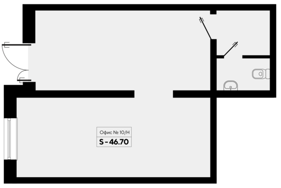 Офисное помещение 10 (186-188)  46,7 м2 от застройщика ГК ТОЧНО