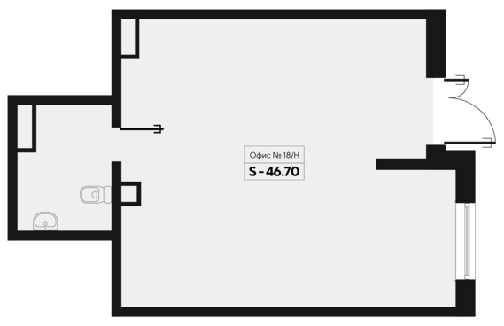 Офисное помещение 18 (222,223)  46,7 м2 от застройщика ГК ТОЧНО