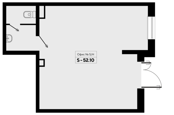 Офисное помещение 05 (171-173)  52,1 м2 от застройщика ГК ТОЧНО