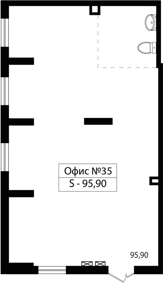 Офисное помещение 35  95,9 м2 от застройщика ГК ТОЧНО