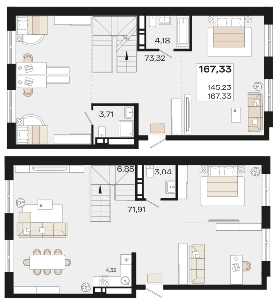 Пентхаус №306.1 167,33 м2 от застройщика ГК ТОЧНО