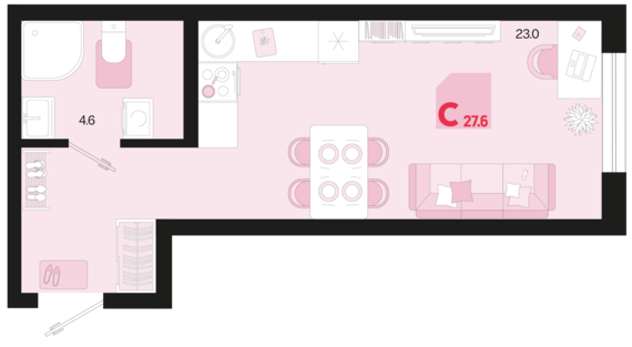 Студия №86 27,6 м2 от застройщика ГК ТОЧНО