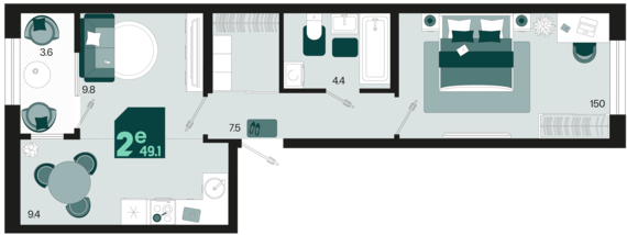 Студия №41 49,1 м2 от застройщика ГК ТОЧНО
