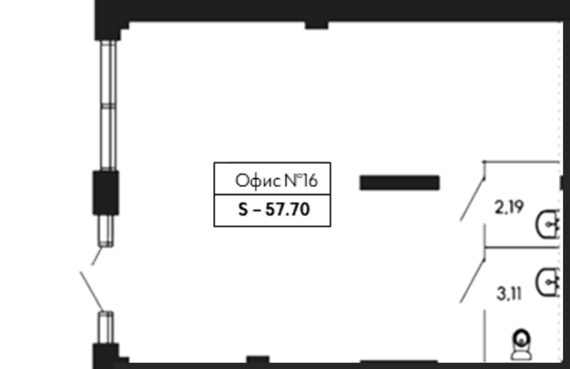 Помещение №16 57.7 м² в аренду 57,7 м2 от застройщика ГК ТОЧНО