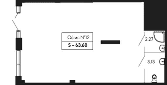 Помещение №12 63.6 м² в аренду 63,6 м2 от застройщика ГК ТОЧНО