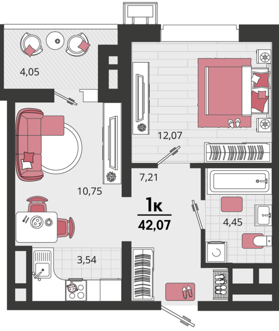 3-комнатная квартира №642 73,87 м2 от застройщика ГК ТОЧНО