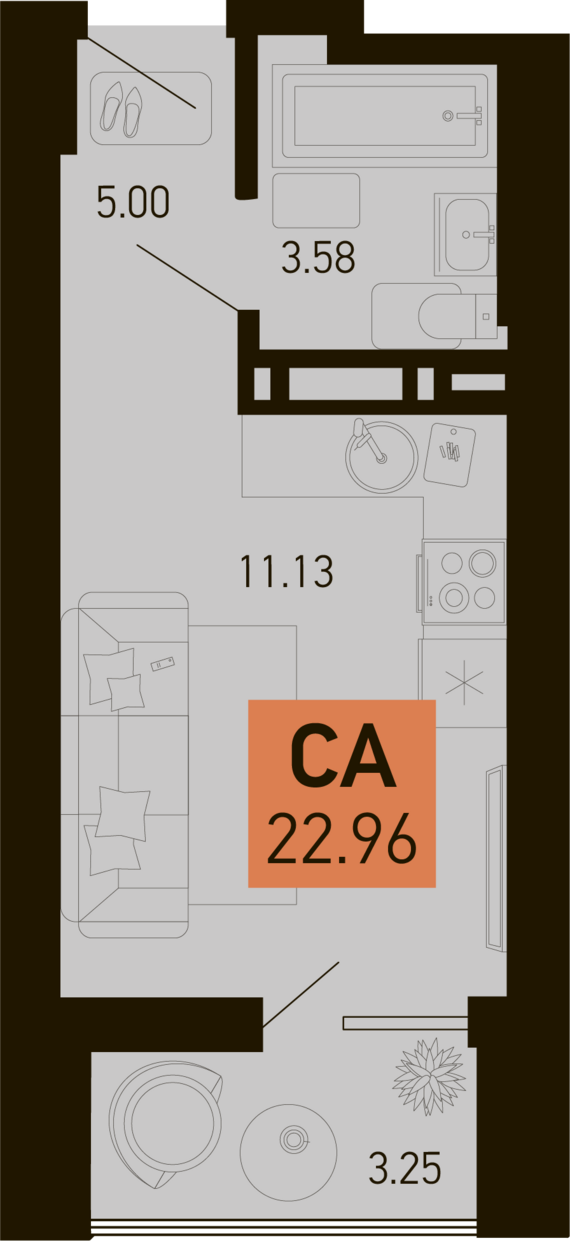 Студия №432 21,34 м2 от застройщика ГК ТОЧНО