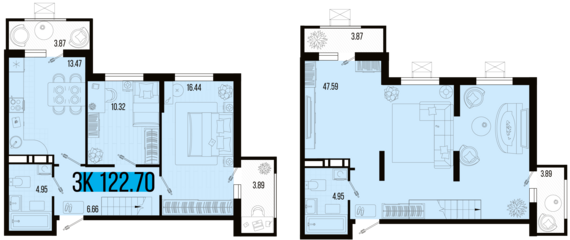 3-комнатная квартира №153 122,7 м2 от застройщика ГК ТОЧНО