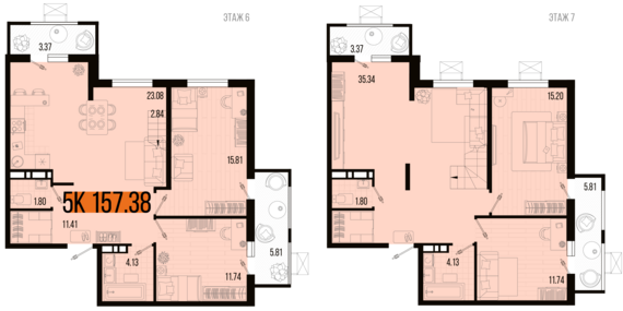 5-комнатная квартира №46 157,38 м2 от застройщика ГК ТОЧНО