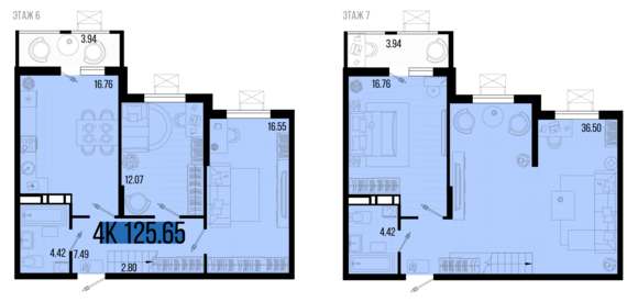 4-комнатная квартира №98 125,65 м2 от застройщика ГК ТОЧНО