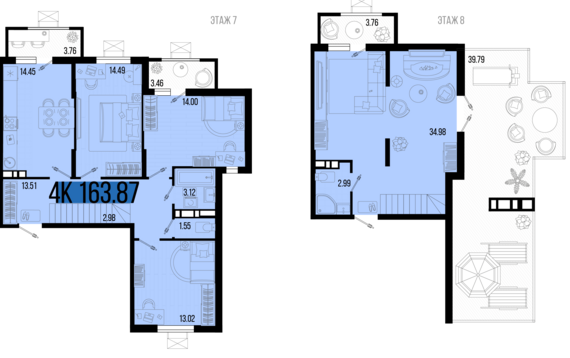 4-комнатная квартира №170 165,87 м2 от застройщика ГК ТОЧНО