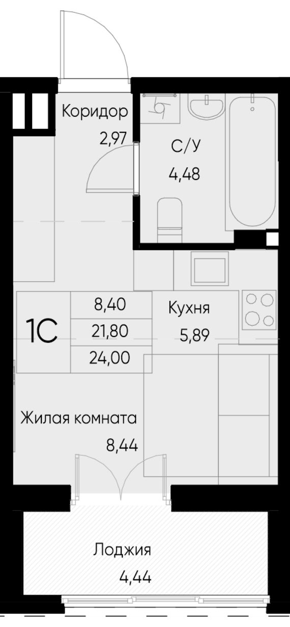 Студия №119 24 м2 от застройщика ГК ТОЧНО