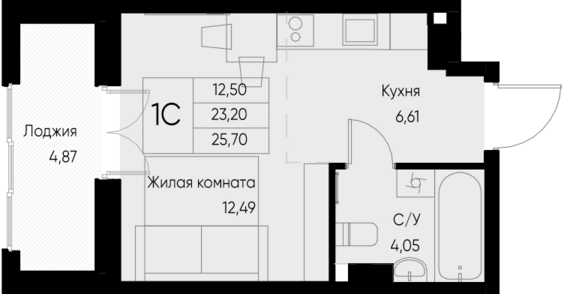 Студия №26 25,7 м2 от застройщика ГК ТОЧНО