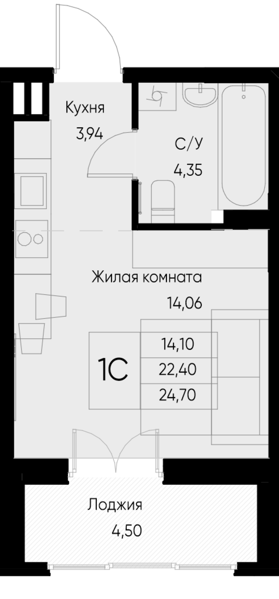 Студия №31 24,7 м2 от застройщика ГК ТОЧНО
