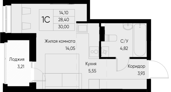Студия №22 30 м2 от застройщика ГК ТОЧНО
