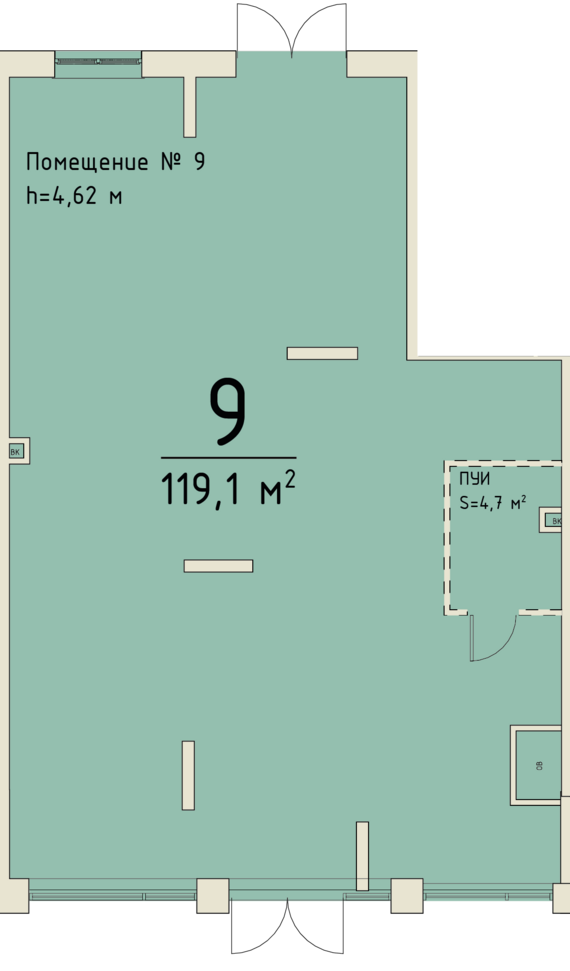 Офисное помещение 09   м2 от застройщика ГК ТОЧНО
