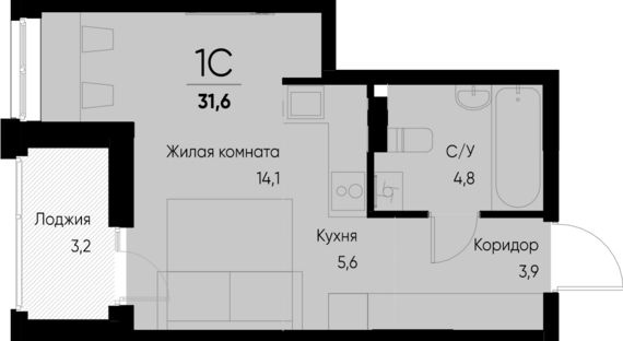 Студия №22 31,6 м2 от застройщика ГК ТОЧНО
