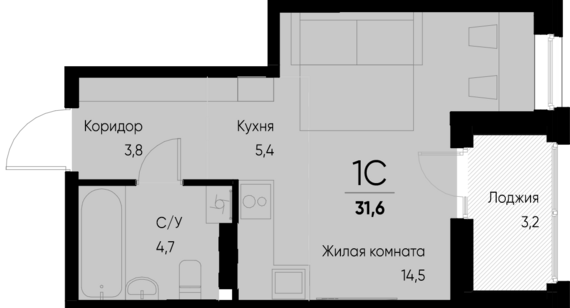Студия №30 31,6 м2 от застройщика ГК ТОЧНО