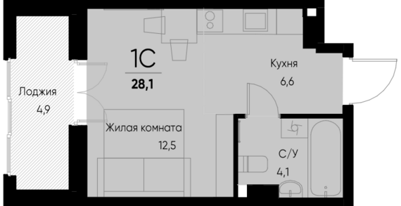 Студия №38 25,7 м2 от застройщика ГК ТОЧНО