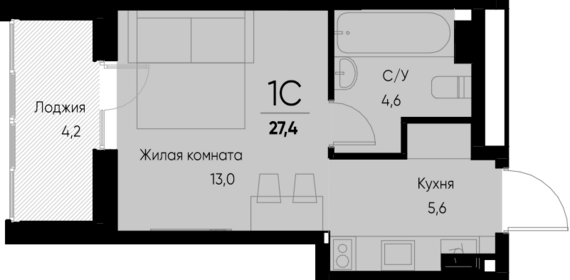Студия №52 25,3 м2 от застройщика ГК ТОЧНО