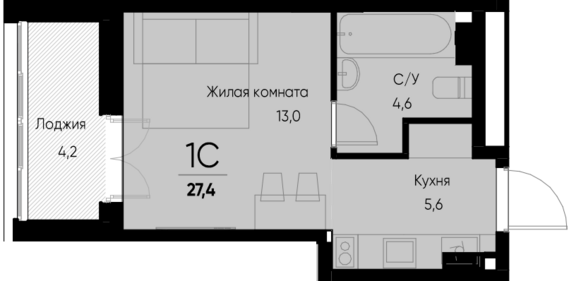 Студия №77 25,3 м2 от застройщика ГК ТОЧНО